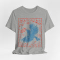 Blue Peace Dove Folk Art Tee in Heather Peach - folk art peace dove nature shirt, Barely Outdoorsy Bella Canvas 3001
