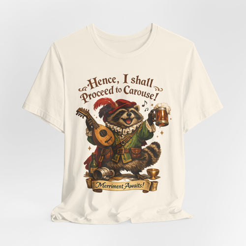Raccoon Bard Tee in White - funny D&D raccoon bard charisma humor shirt, Barely Outdoorsy