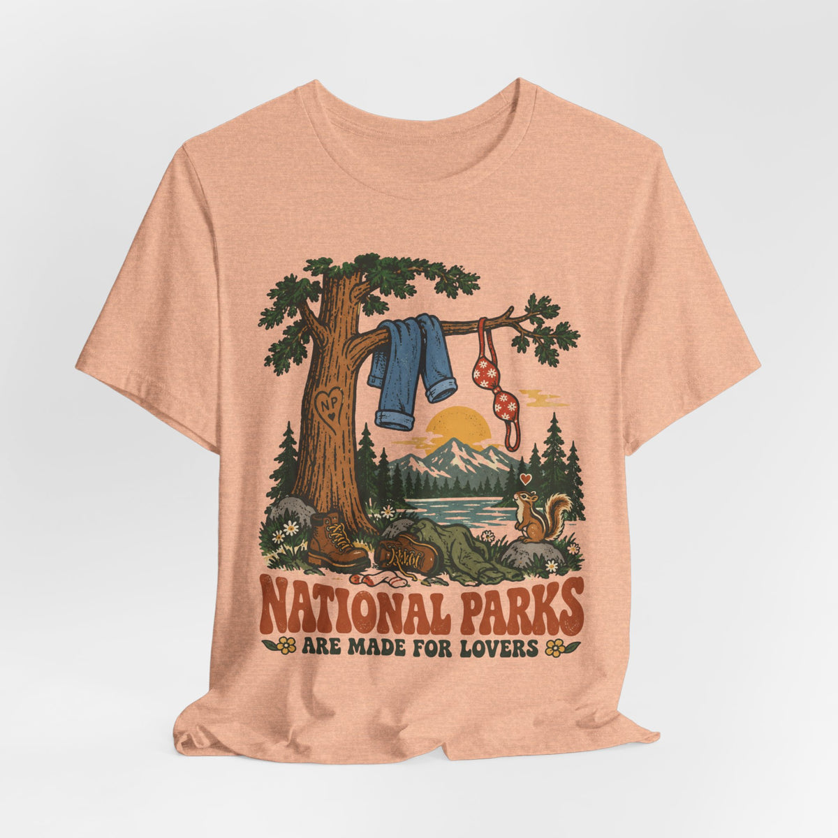 National Parks Are Made For Lovers T-Shirt in White - funny national park couples humor graphic tee, Barely Outdoorsy Bella Canvas