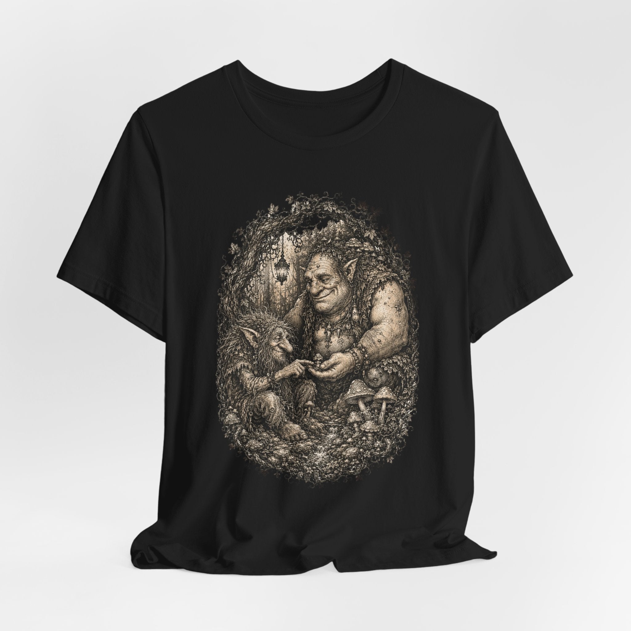 Forest Trolls T-Shirt in Black - funny goblincore forest troll underground graphic tee, Barely Outdoorsy Bella Canvas 3001