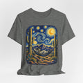 Starry Night Desert Astronaut T-Shirt in Heather Midnight Navy - Southwest desert astronaut starry night space graphic tee, Barely Outdoorsy