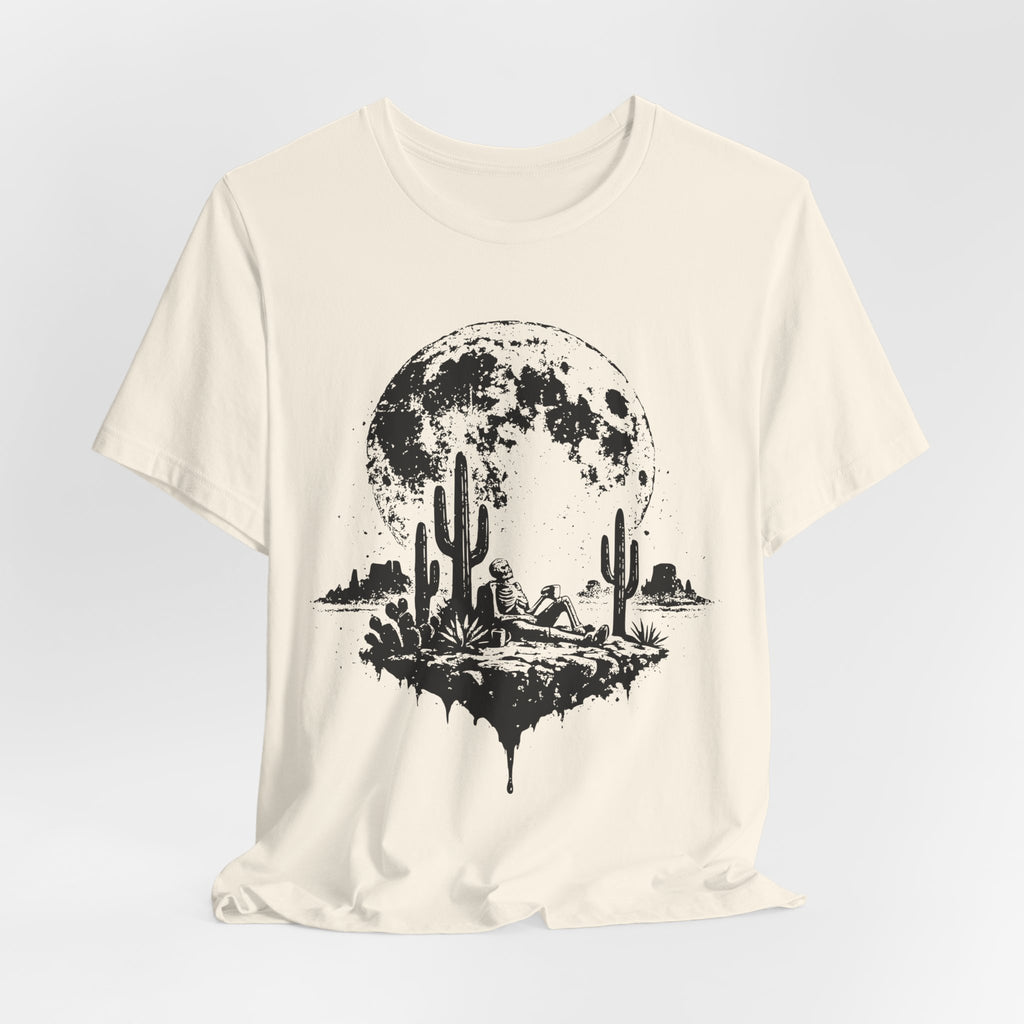 Skeleton Desert Coffee Tee in Ash - skeleton desert coffee dark humor shirt, Barely Outdoorsy Bella Canvas