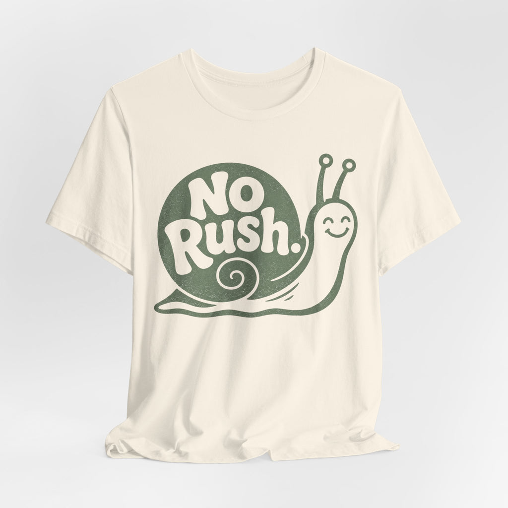 No Rush Snail Tee in Navy - vintage distressed snail slow living humor shirt, Barely Outdoorsy