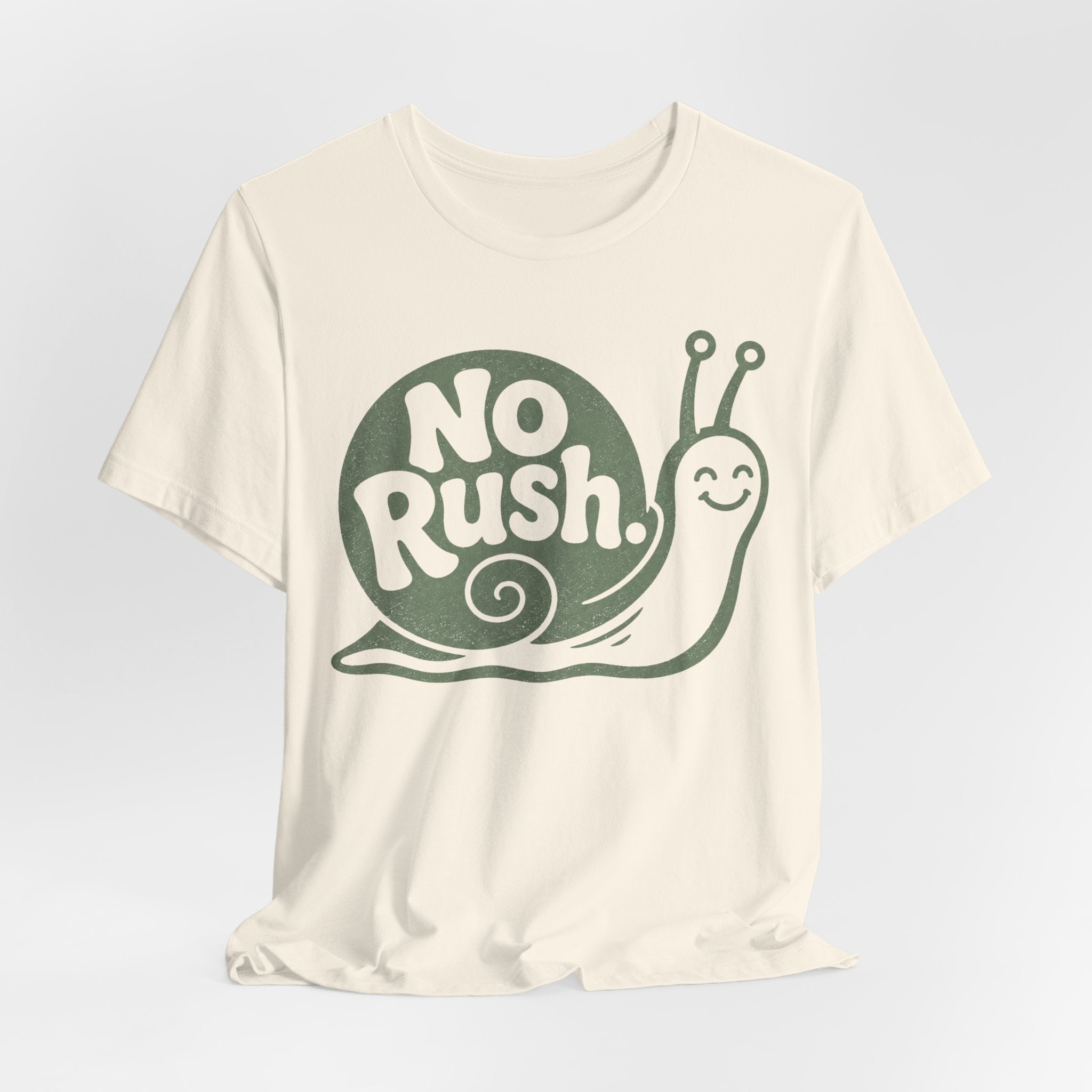 No Rush Snail Tee in Navy - vintage distressed snail slow living humor shirt, Barely Outdoorsy