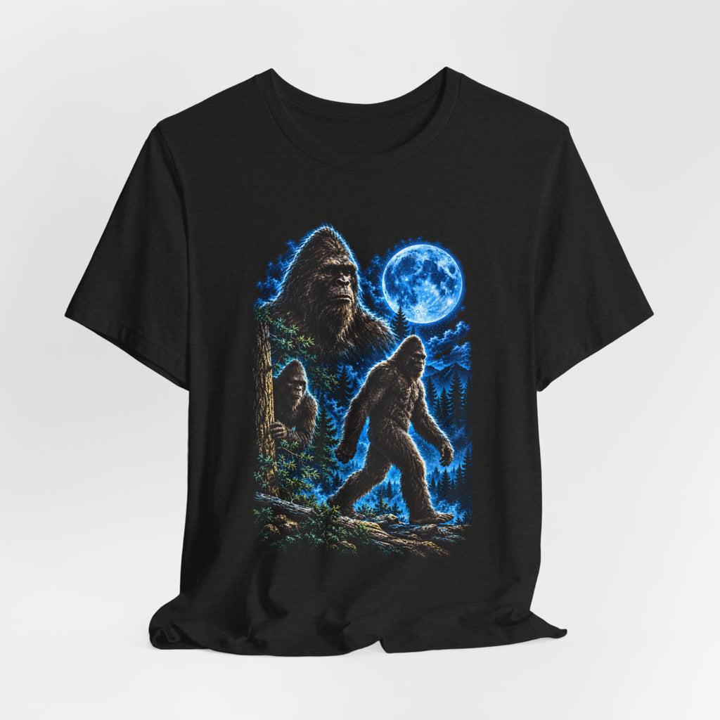 Bigfoot Family Blue Moon Forest Tee in Navy - Bigfoot family blue moon forest shirt, Barely Outdoorsy Bella Canvas 3001