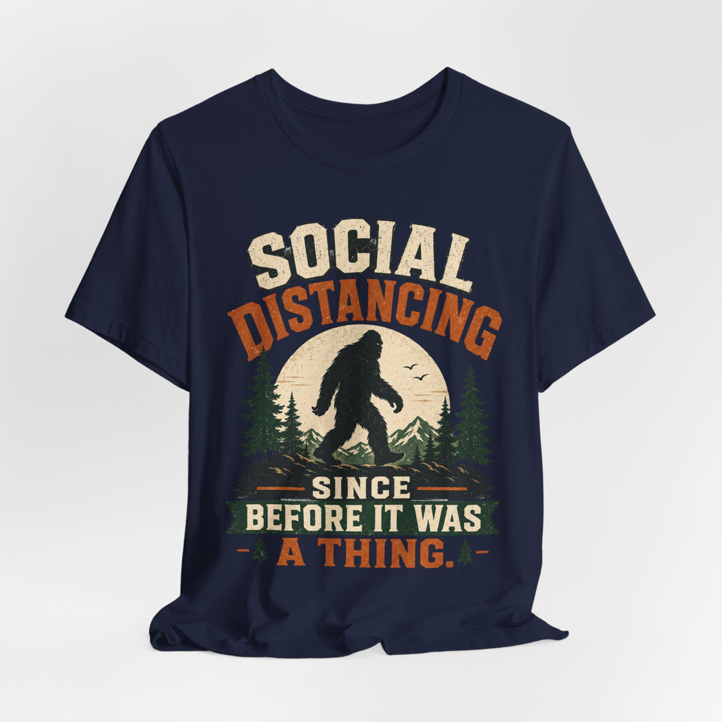 Social Distancing Since Before It Was A Thing T-Shirt flat lay Dark Grey Heather - unisex crew neck graphic tee