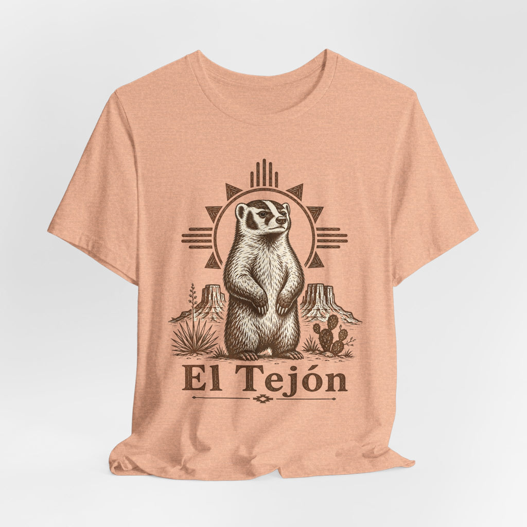 El Tejón Badger Tee in Mauve - retro desert badger portrait cactus graphic shirt, Barely Outdoorsy Bella Canvas 3001