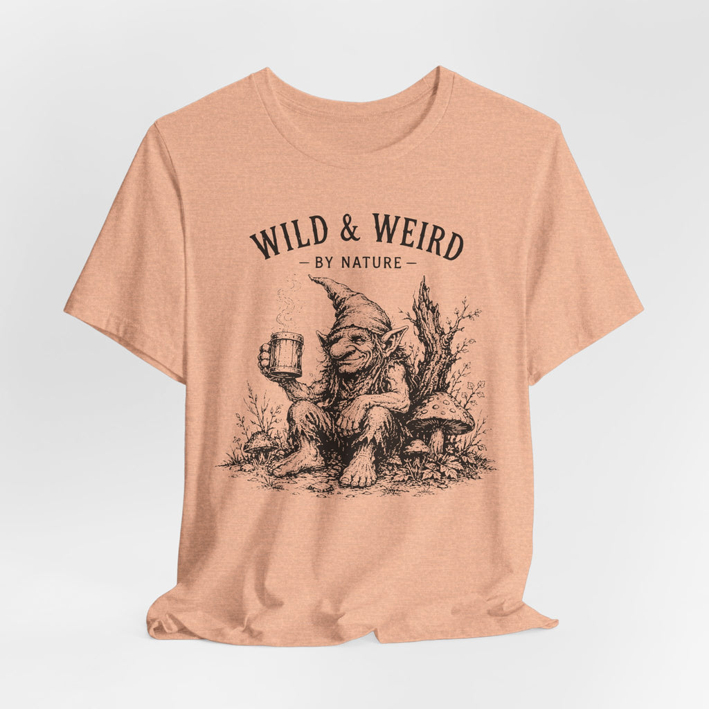 Wild and Weird By Nature Tee in Maroon - retro raccoon coffee weird humor shirt, Barely Outdoorsy