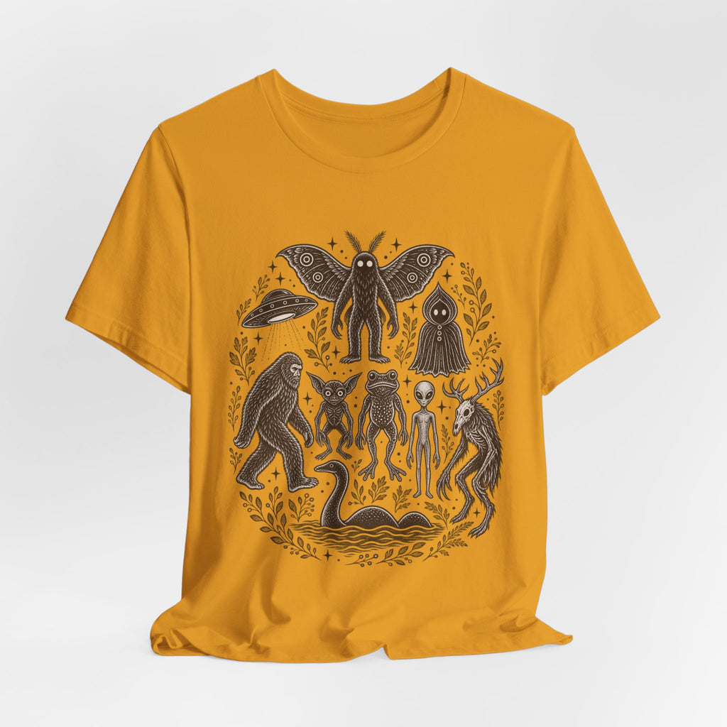 Legendary Cryptid Roster T-Shirt in Mauve - funny cryptid roster graphic tee, Barely Outdoorsy