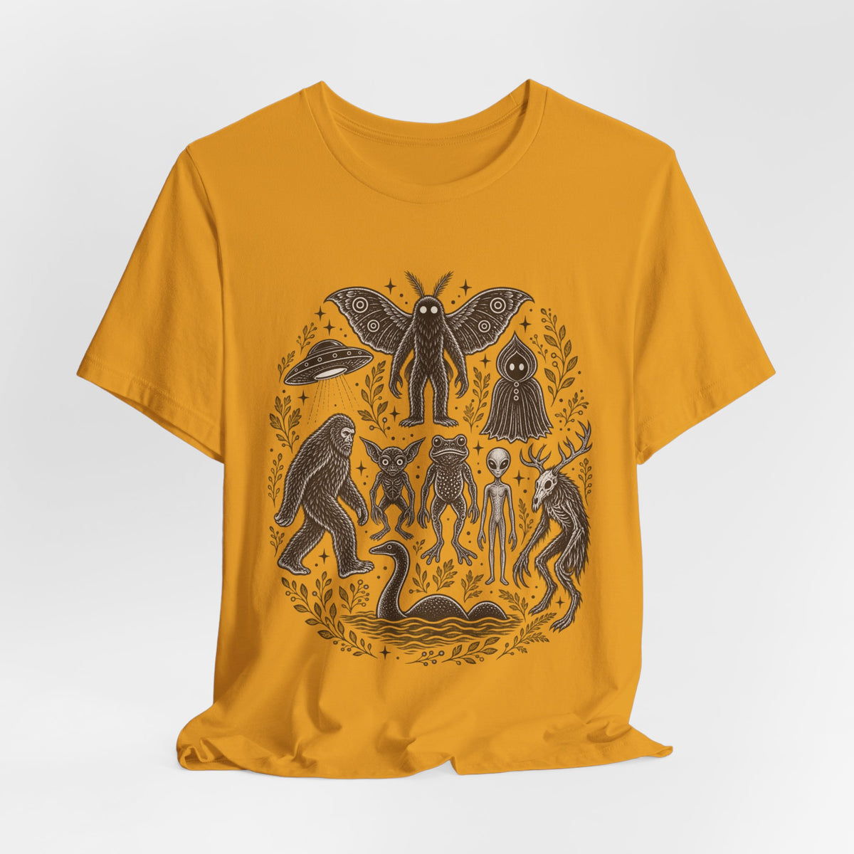 Legendary Cryptid Roster T-Shirt in Mauve - funny cryptid roster graphic tee, Barely Outdoorsy