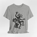 Sun Dancer Petroglyph Tee flat lay Athletic Heather - unisex crew neck petroglyph graphic tee, Barely Outdoorsy