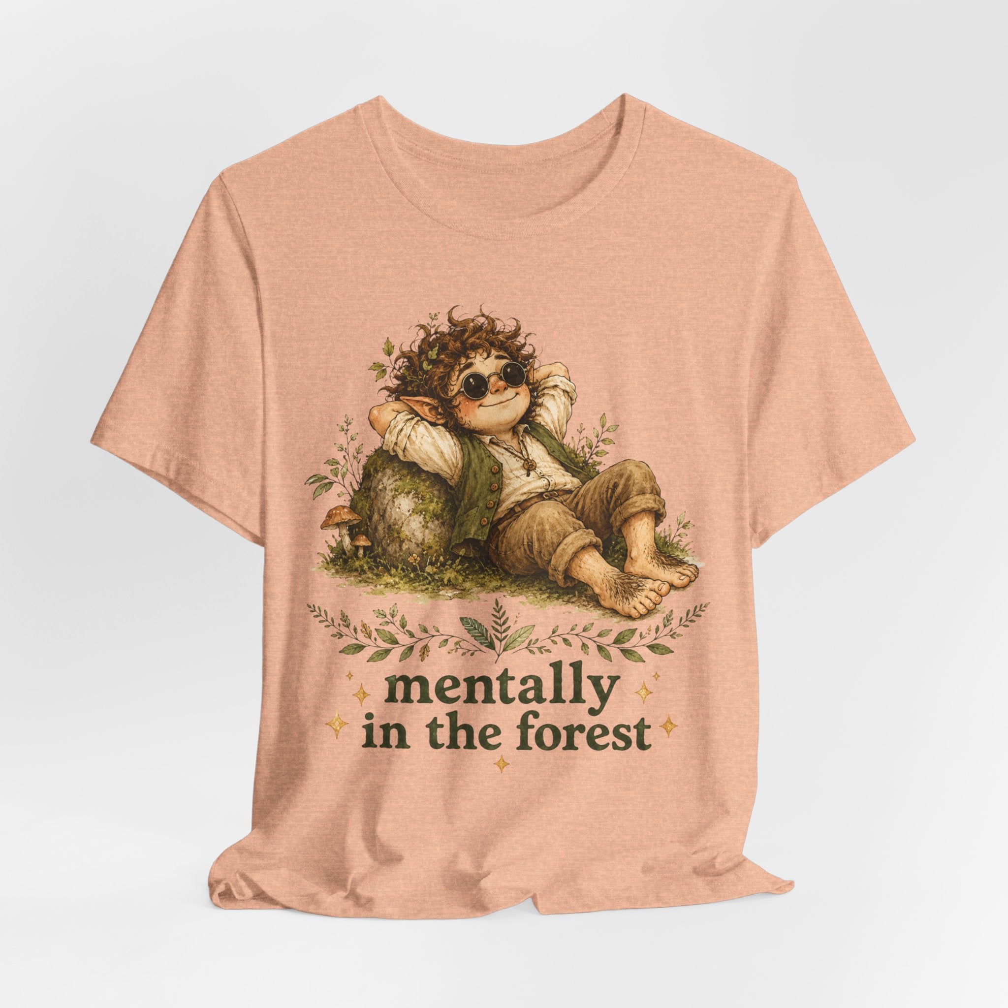 Mentally In The Forest Tee in Mauve - watercolor cottagecore forest folk humor shirt, Barely Outdoorsy Bella Canvas 3001