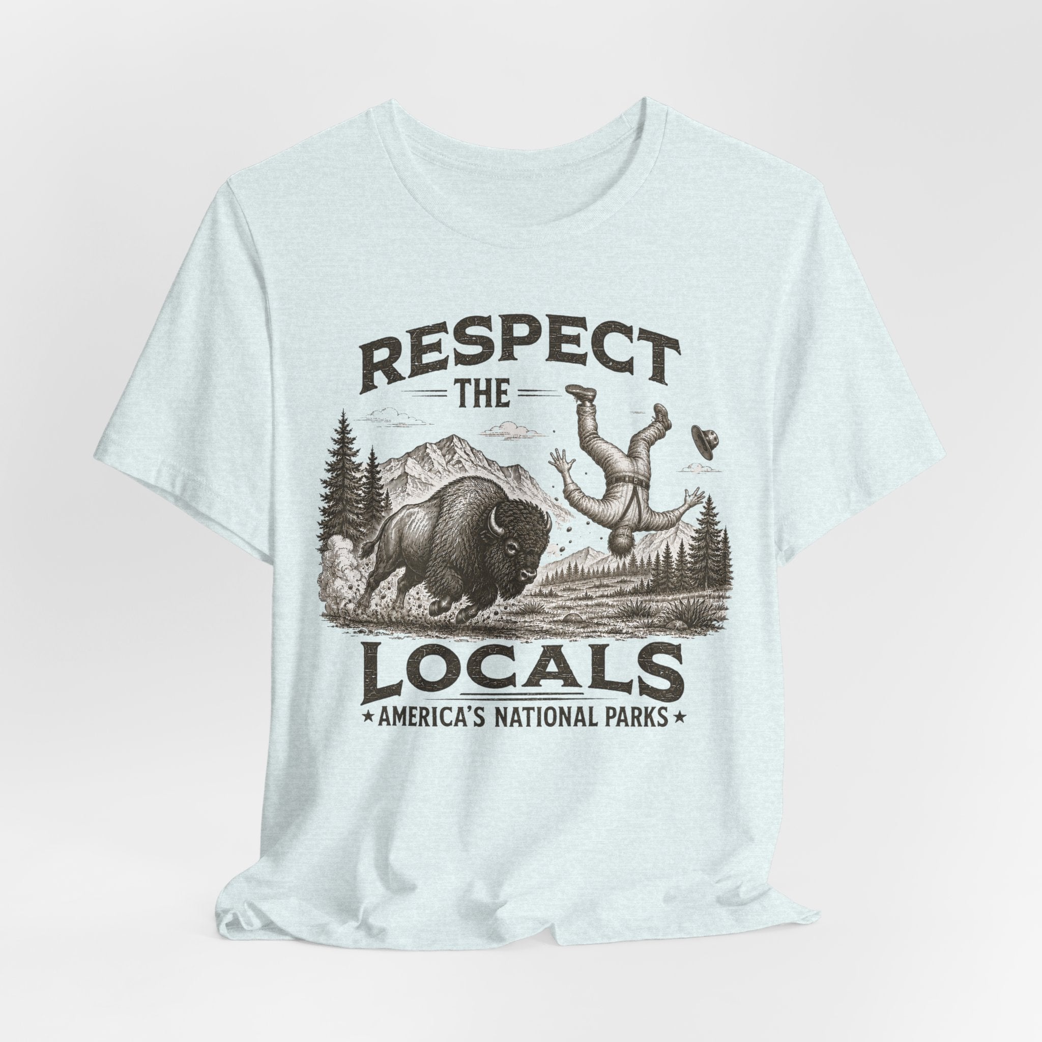 Respect The Locals Bison T-Shirt in Heather Prism Lilac - vintage bison wildlife toss graphic tee, Barely Outdoorsy