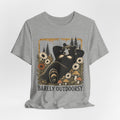 Barely Outdoorsy Lounging Bear T-Shirt in Heather Prism Lilac - funny lounging bear graphic tee, Barely Outdoorsy Bella Canvas
