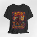 Sasquatch Shroom Scout Tee in Black Heather - funny cryptid fungi graphic tee, Barely Outdoorsy