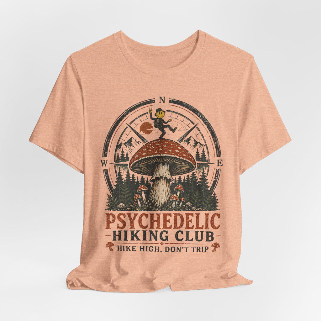 Psychedelic Hiking Club T-Shirt in Heather Prism Lilac - dark cottagecore mushroom hiking graphic tee, Barely Outdoorsy