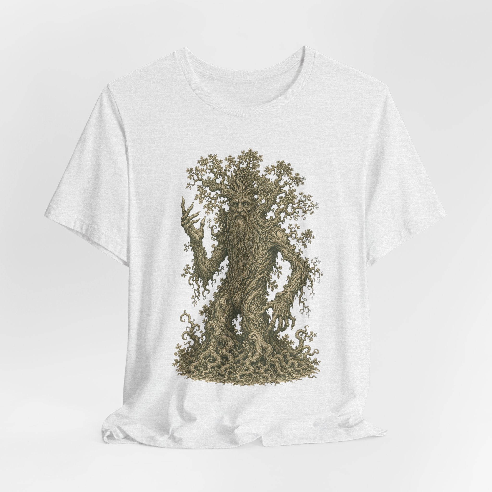 Ancient Treant T-Shirt in Ash - intricate engraving ancient treant forest graphic tee, Barely Outdoorsy