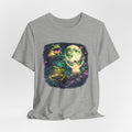 Three Frog Moon Tee in Heather Ice Blue - three frogs moon humor graphic shirt, Barely Outdoorsy Bella Canvas 3001