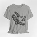 Vultures in Flight T-Shirt in White detail - vintage vultures in flight close-up graphic, Barely Outdoorsy Bella Canvas