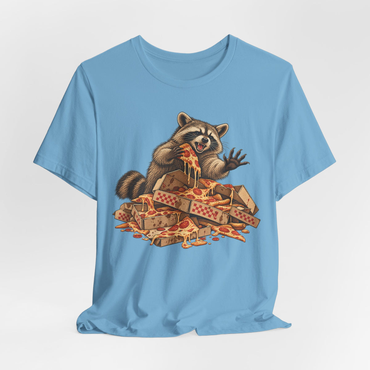 Feral Pizza Raccoon T-Shirt in Natural - funny goblincore feral pizza raccoon humor graphic tee, Barely Outdoorsy
