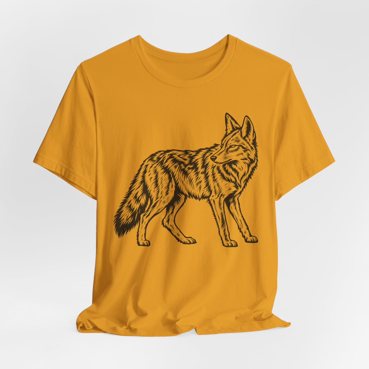 Coyote Fine Line Portrait T-Shirt in Heather Peach - coyote fine line desert portrait tee, Barely Outdoorsy Bella Canvas