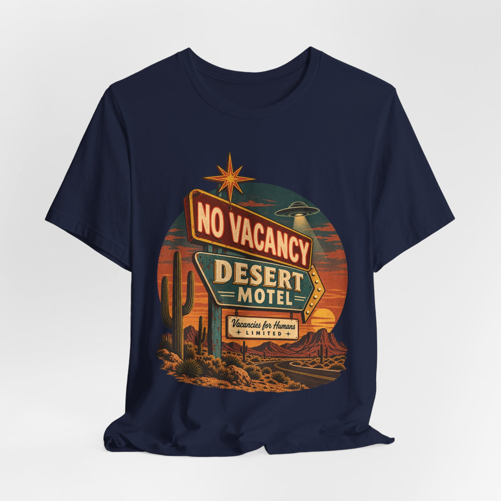 Desert Motel No Vacancy UFO T-Shirt in Heather Peach - retro desert motel UFO graphic tee, Barely Outdoorsy