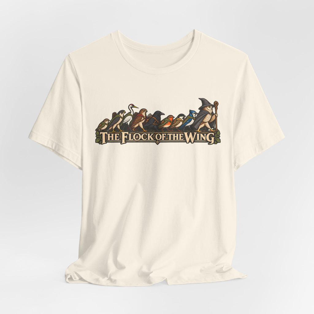 The Flock of the Wing T-Shirt in Athletic Heather - murmuration starling flock silhouette graphic tee, Barely Outdoorsy Bella Canvas 3001