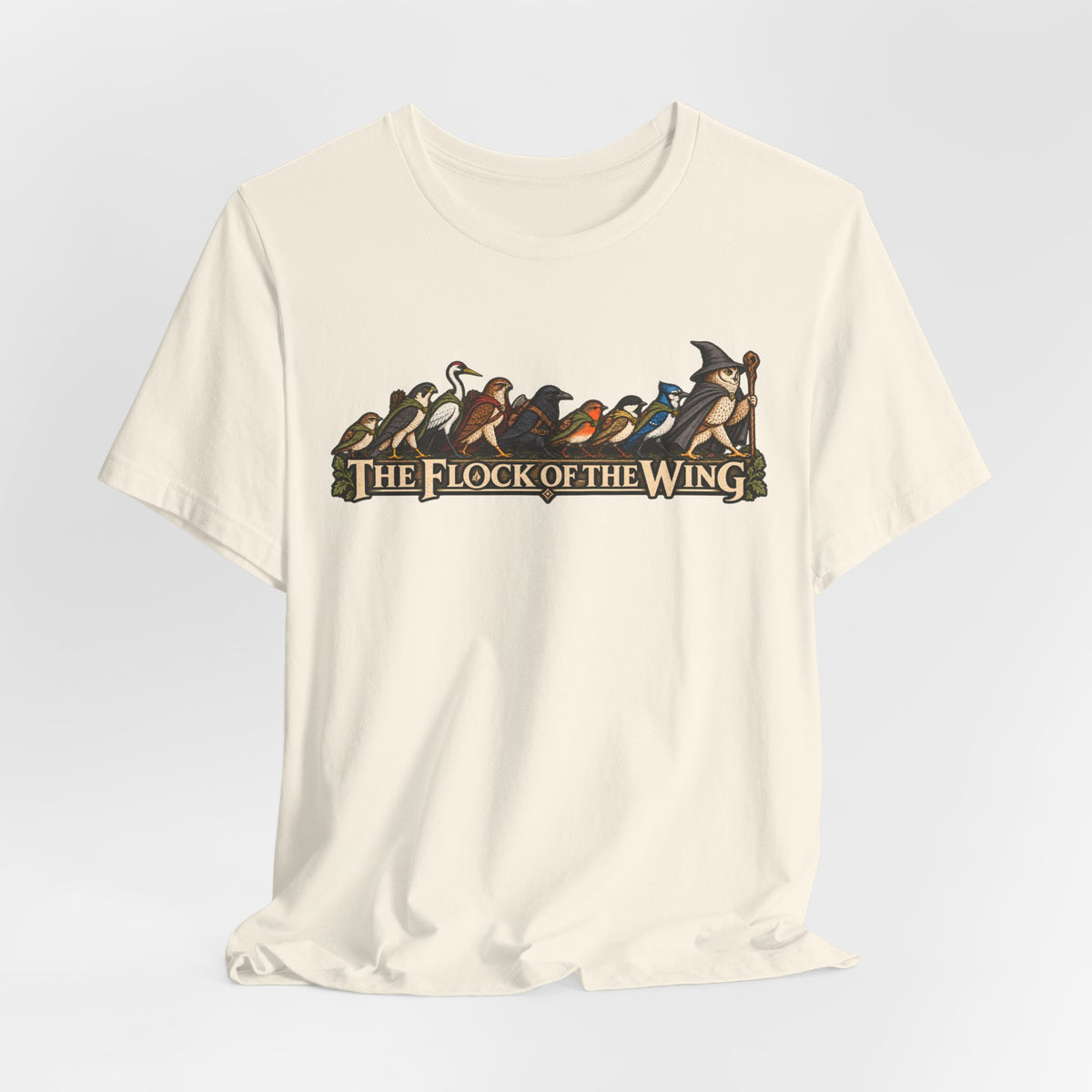 The Flock of the Wing T-Shirt in Athletic Heather - murmuration starling flock silhouette graphic tee, Barely Outdoorsy Bella Canvas 3001