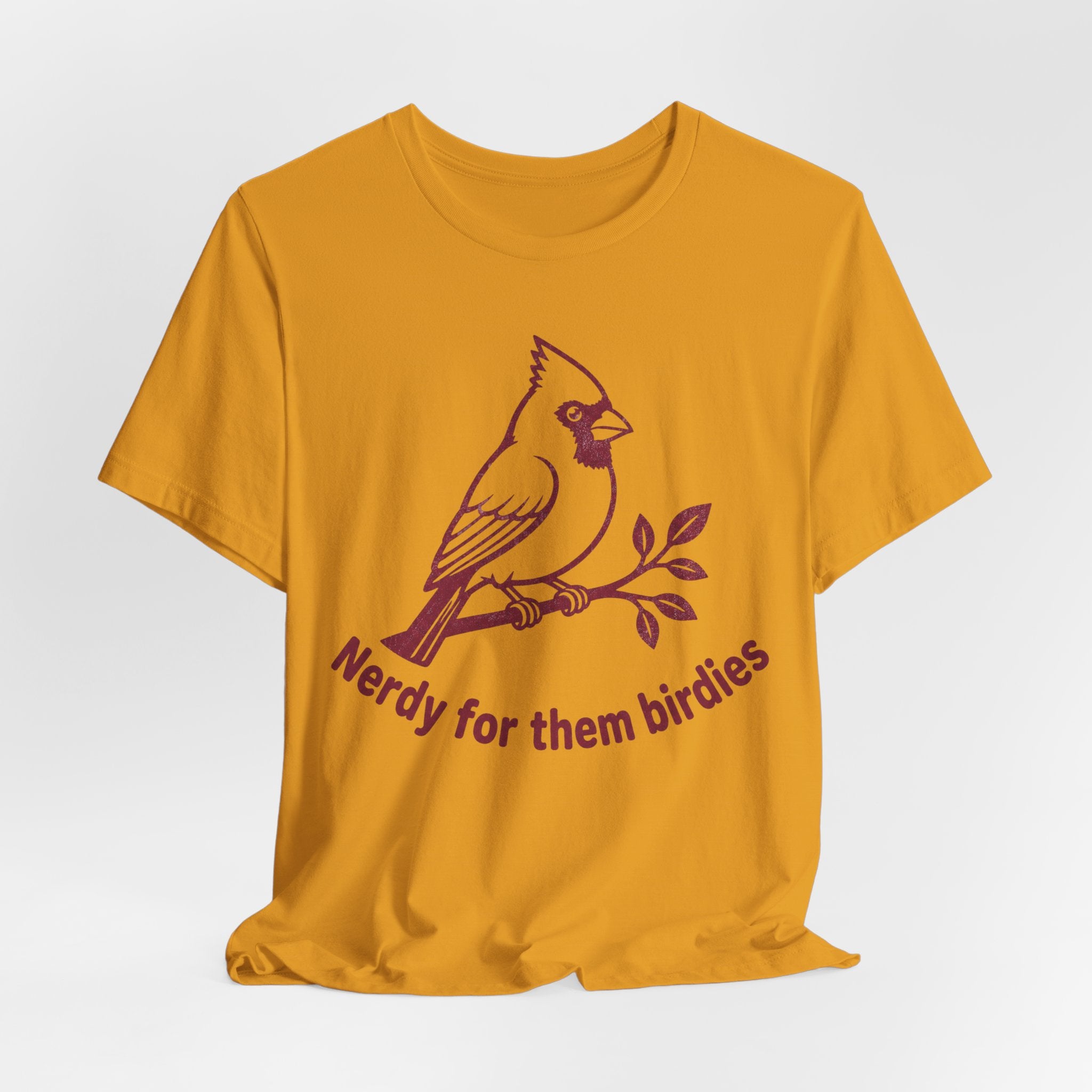 Nerdy For Them Birdies Tee in Heather Peach - birding humor cardinal illustration shirt, Barely Outdoorsy