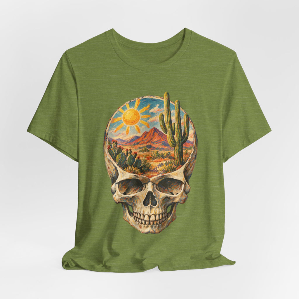 Desert State of Mind Skull T-Shirt in Black Heather - dark Southwest desert skull state of mind graphic tee, Barely Outdoorsy