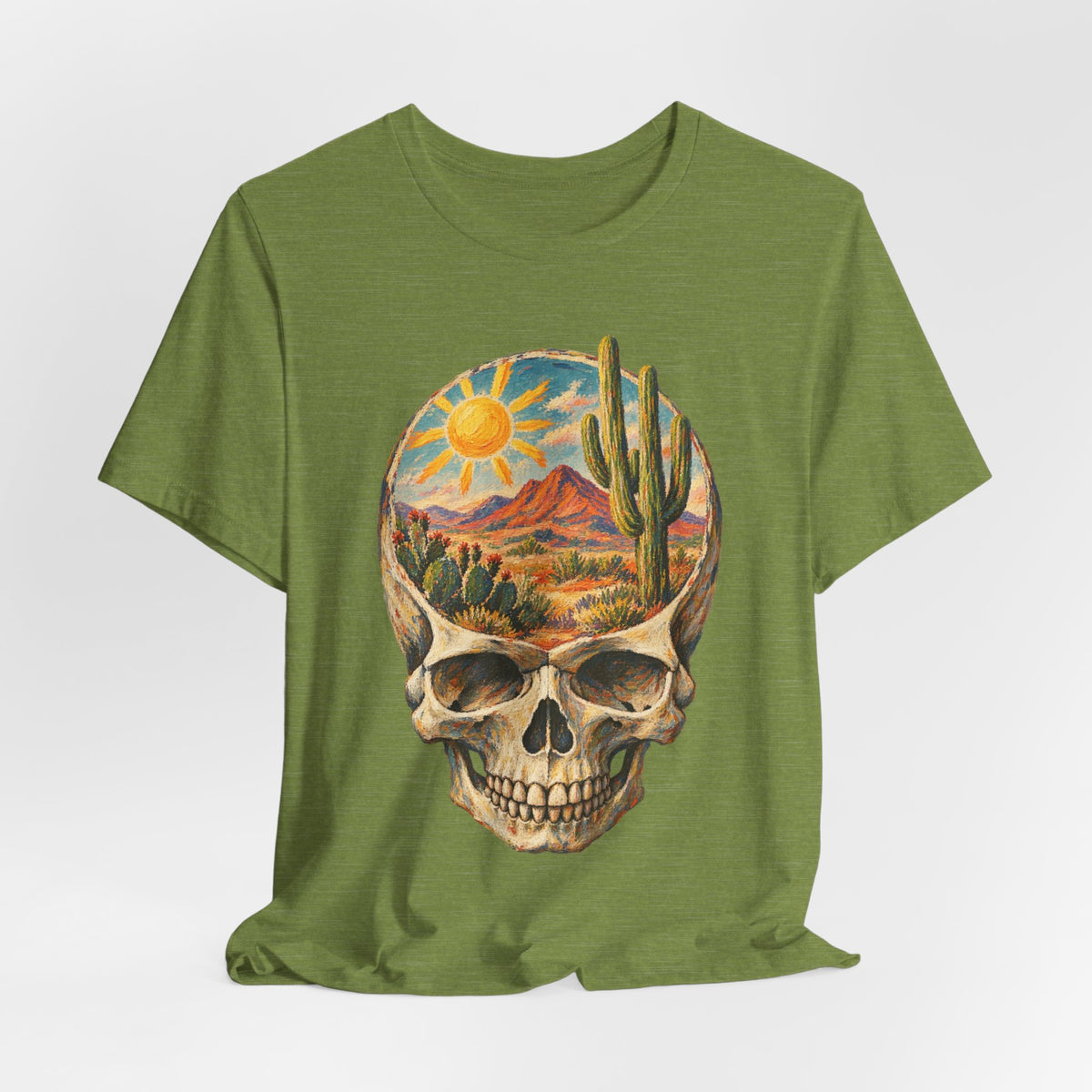 Desert State of Mind Skull T-Shirt in Black Heather - dark Southwest desert skull state of mind graphic tee, Barely Outdoorsy