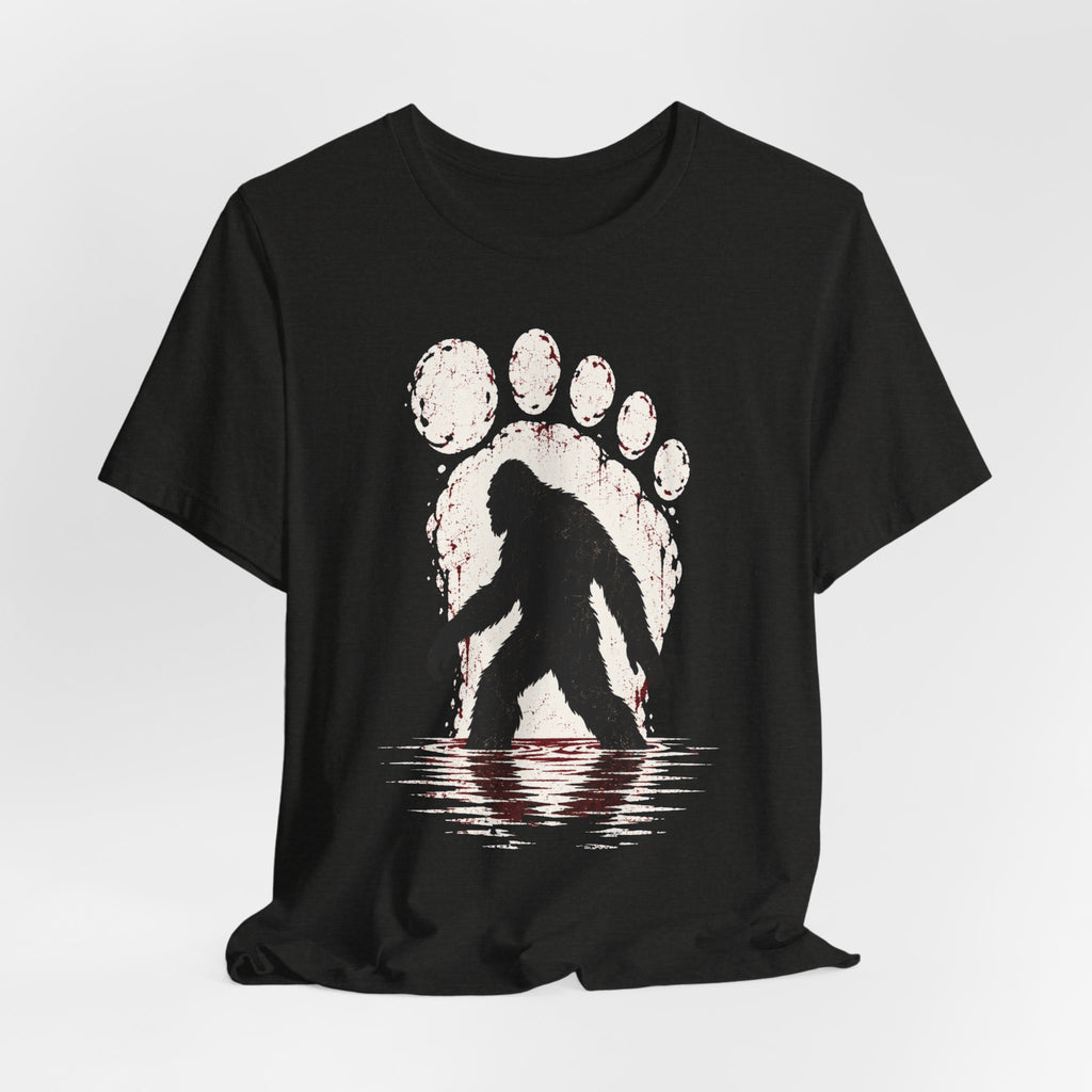 Bigfoot Paw Print Silhouette T-Shirt in Brown - minimalist Sasquatch paw graphic tee, Barely Outdoorsy