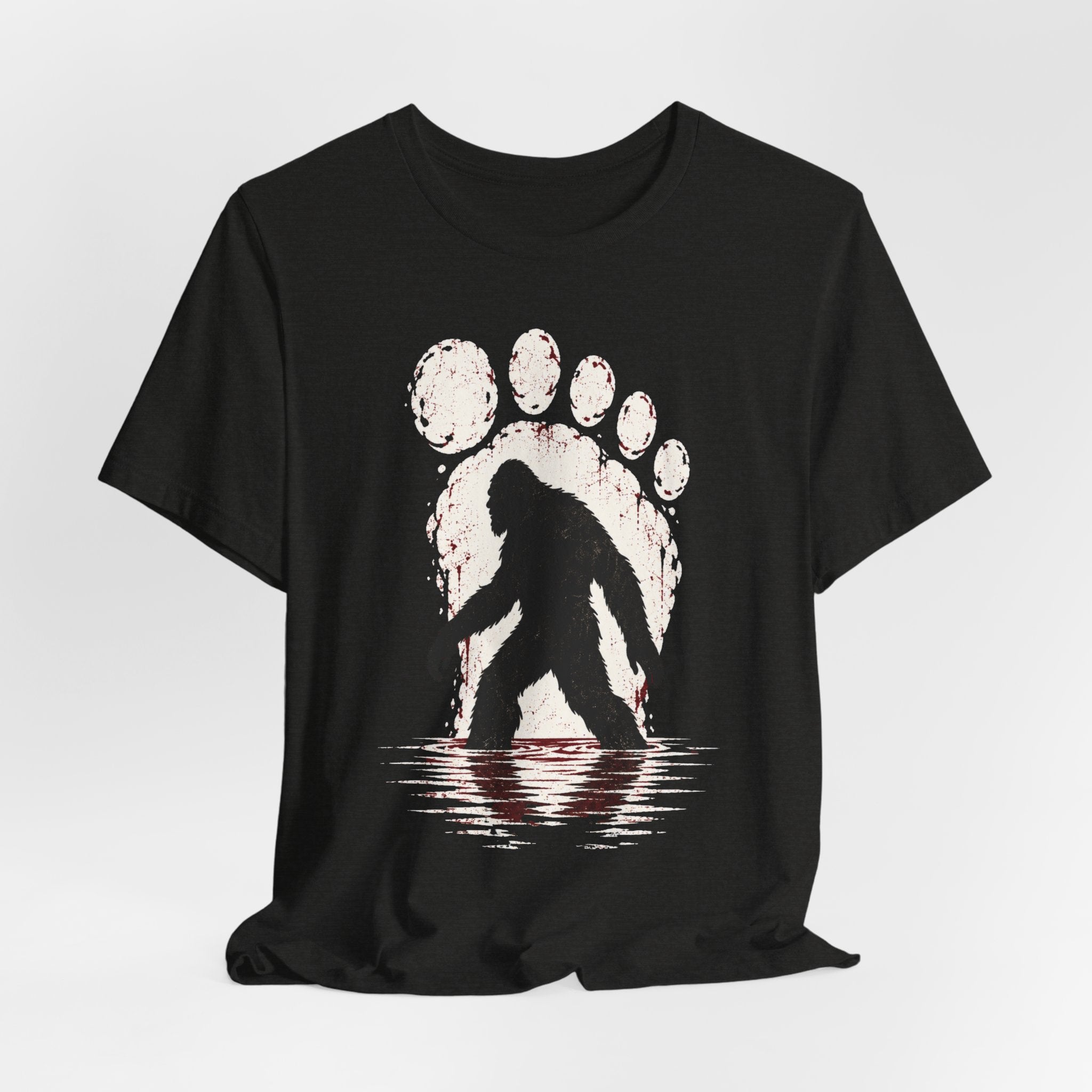 Bigfoot Paw Print Silhouette T-Shirt in Brown - minimalist Sasquatch paw graphic tee, Barely Outdoorsy