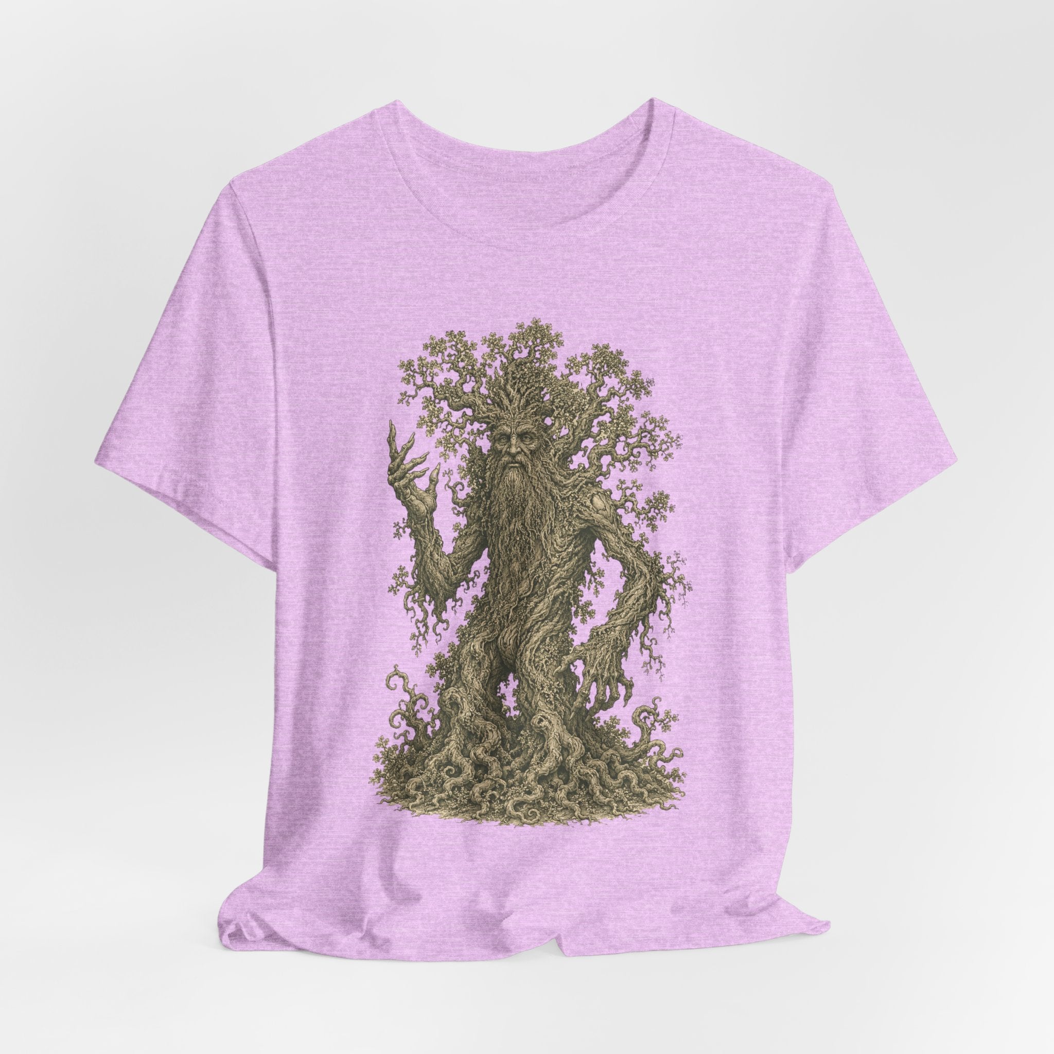 Ancient Treant Tee in Heather True Royal - vintage treant forest guardian RPG shirt, Barely Outdoorsy Bella Canvas 3001