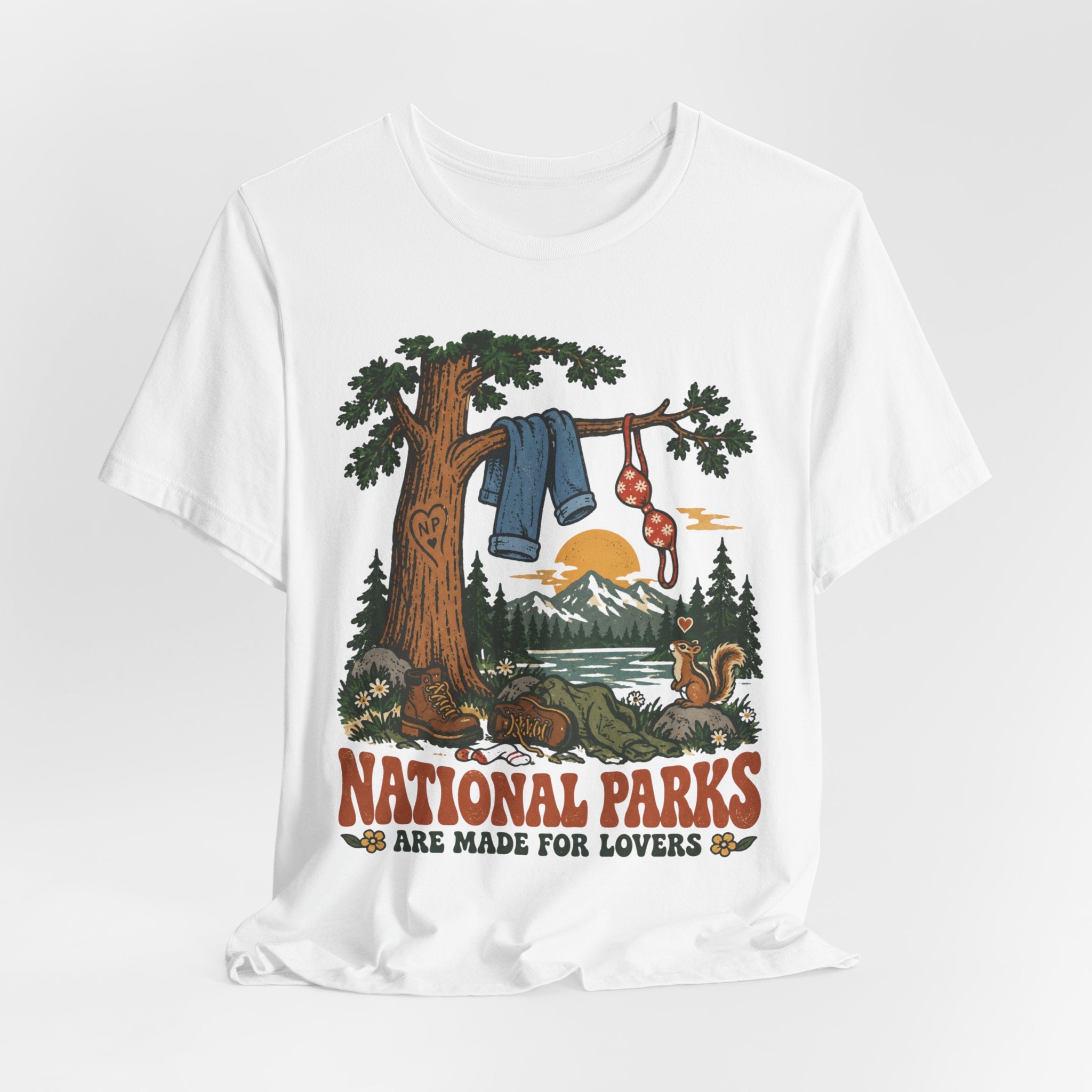 National Parks Are Made For Lovers Tee in Heather Prism Ice Blue - funny couples hiking shirt, Barely Outdoorsy Bella Canvas