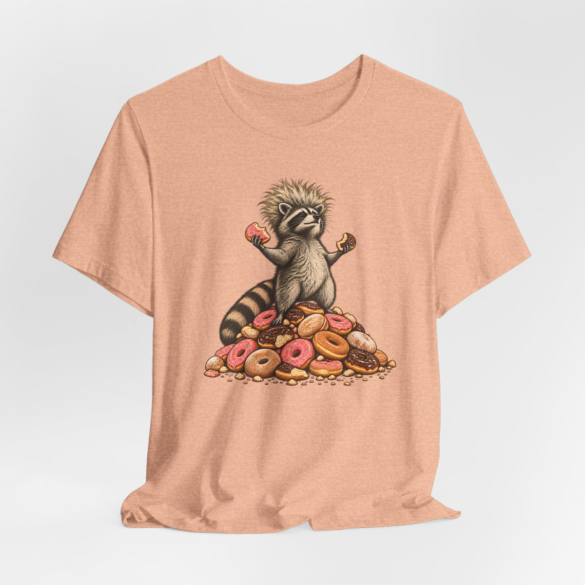 Donut King Raccoon T-Shirt in White - funny goblincore donut king raccoon humor graphic tee, Barely Outdoorsy