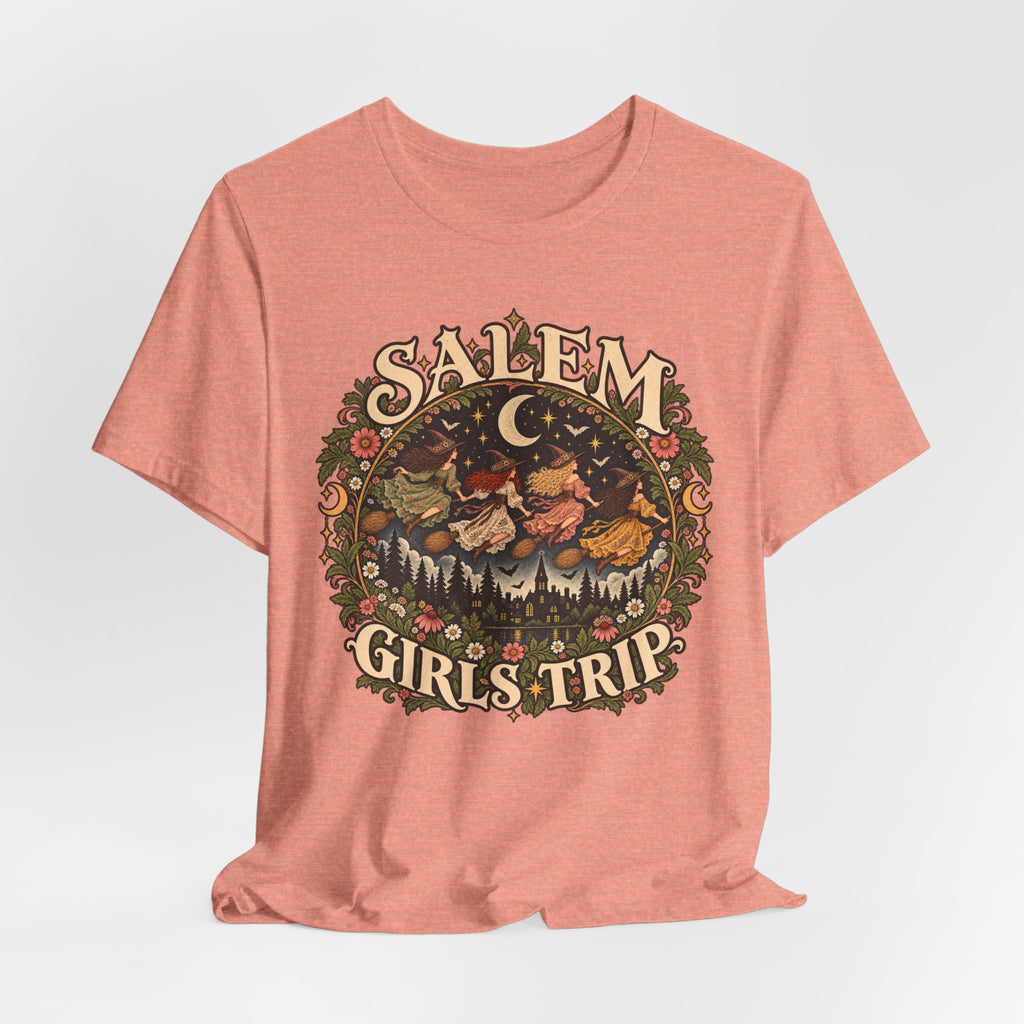 Salem Girls Trip Witch Tee in Heather Stone - funny Salem girls trip Halloween shirt, Barely Outdoorsy Bella Canvas