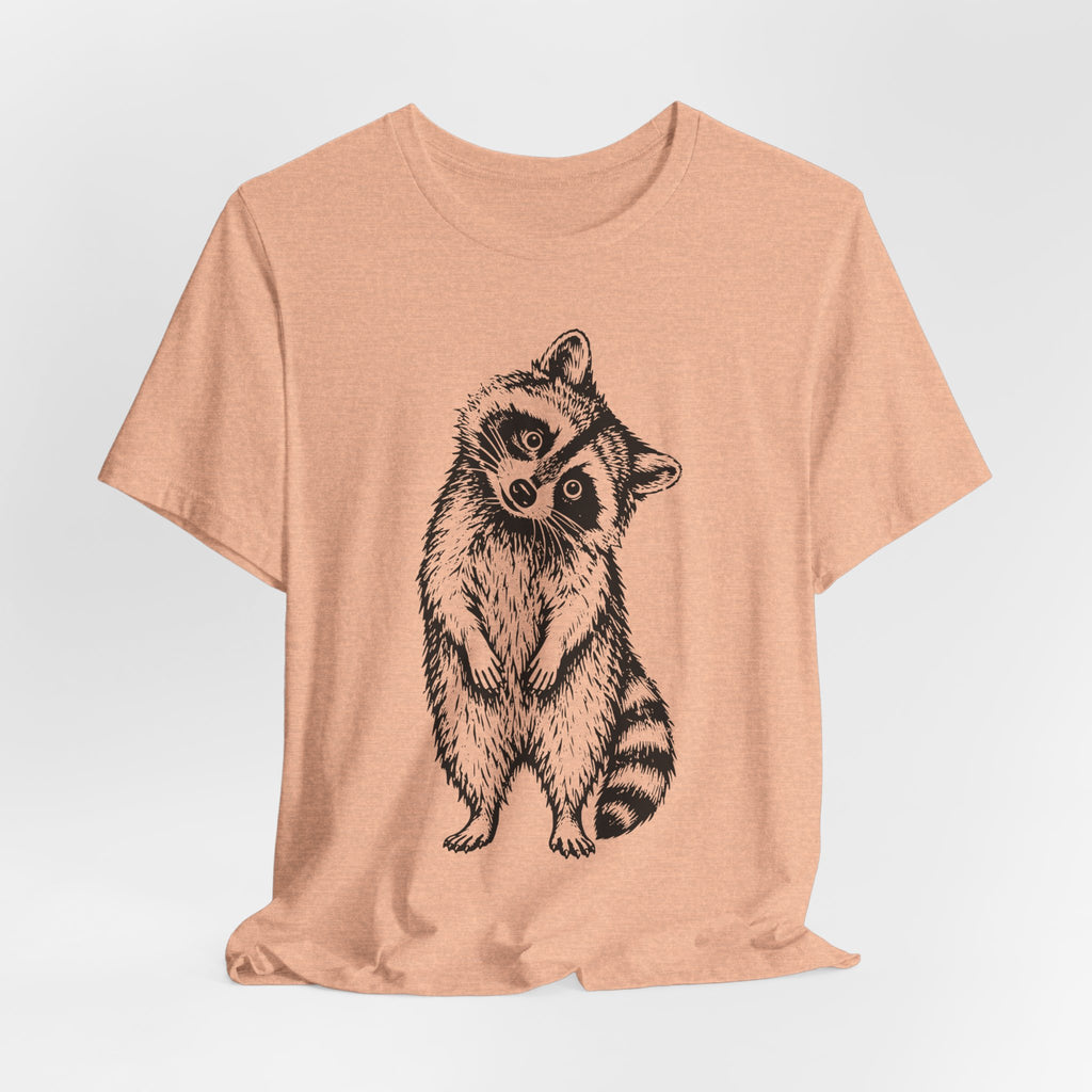 Suspicious Raccoon Tee in Pink - funny raccoon goblincore humor shirt, Barely Outdoorsy