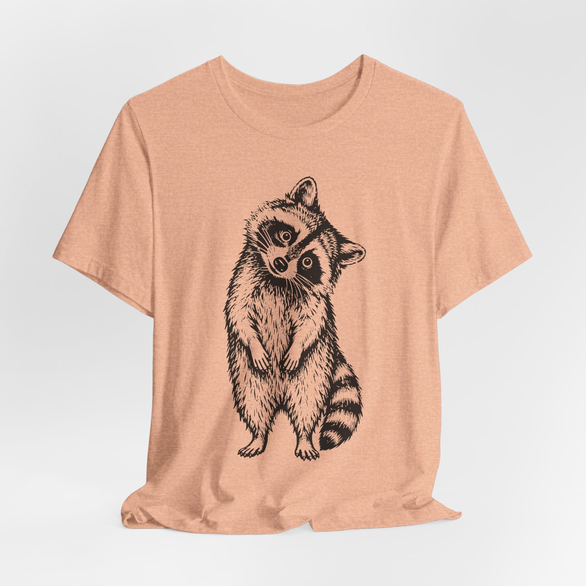 Suspicious Raccoon Tee in Pink - funny raccoon goblincore humor shirt, Barely Outdoorsy