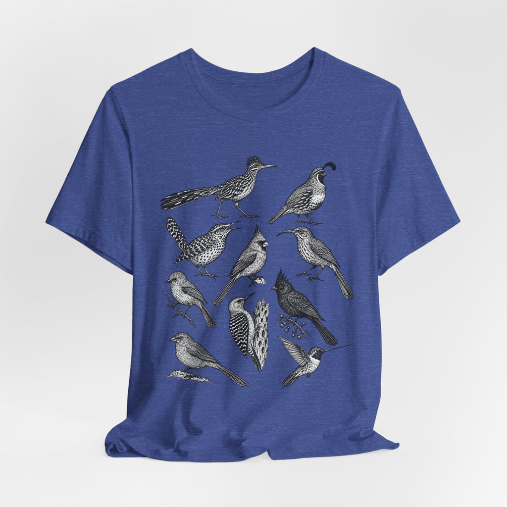 Desert Birds Field Guide Tee in Mauve - vintage naturalist desert birds shirt, Barely Outdoorsy Bella Canvas