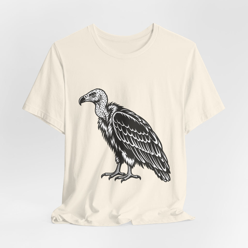 Vulture Woodcut T-Shirt in Heather Peach - vintage woodcut vulture graphic tee, Barely Outdoorsy Bella Canvas