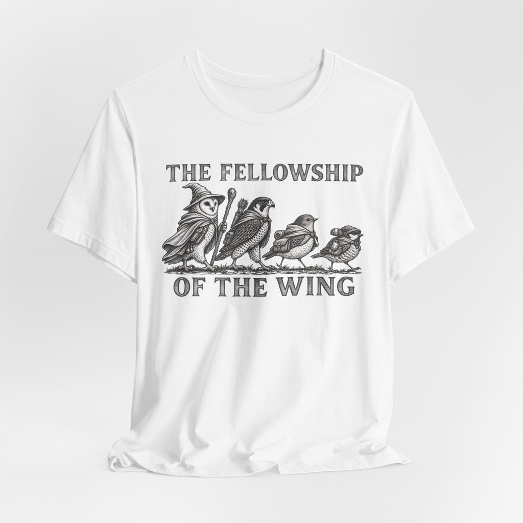 The Fellowship of the Wing T-Shirt in Athletic Heather - murmuration starling flock silhouette graphic tee, Barely Outdoorsy Bella Canvas 3001