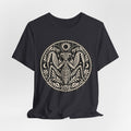 Celestial Praying Mantis T-Shirt in Heather Olive - witchy celestial moon praying mantis bug graphic tee, Barely Outdoorsy