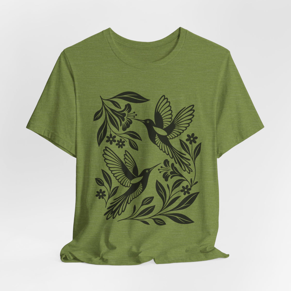 Hummingbird Minimalist Folk Art T-Shirt in Heather True Royal - minimalist folk art hummingbird birding graphic tee, Barely Outdoorsy
