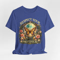 Respect Your Mother Butterfly T-Shirt in Heather Ice Blue - monarch butterfly mushroom wildflower graphic tee, Barely Outdoorsy Bella Canvas