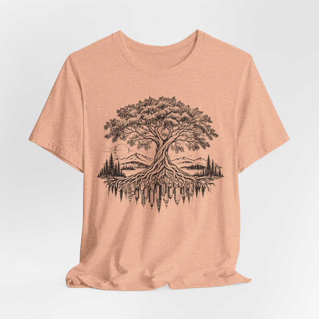 Urban Roots Tree Tee in Ash - botanical tree roots nature shirt, Barely Outdoorsy