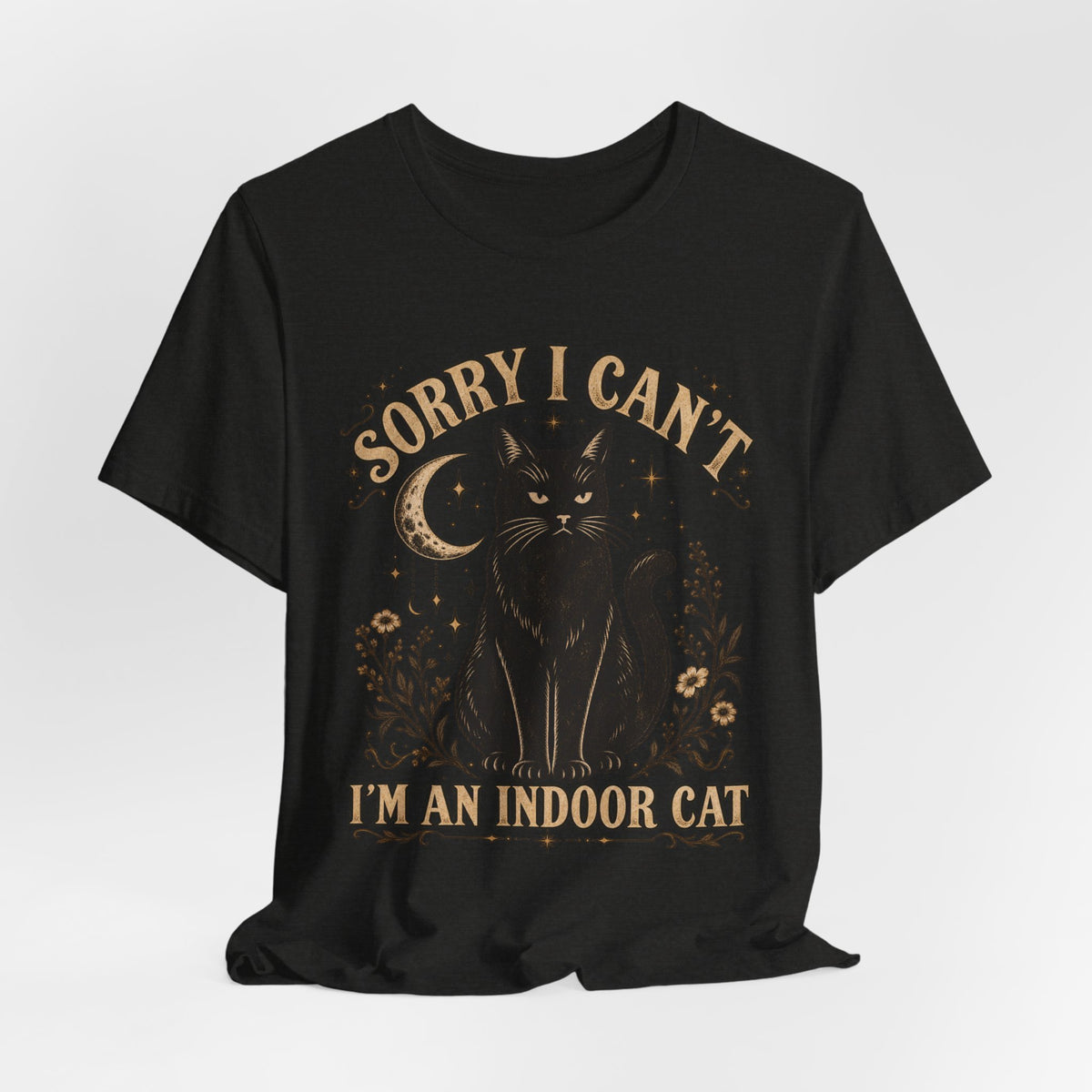 Sorry I Can't I'm an Indoor Cat Tee in Heather Dusty Blue - funny indoor cat humor shirt, Barely Outdoorsy Bella Canvas 3001