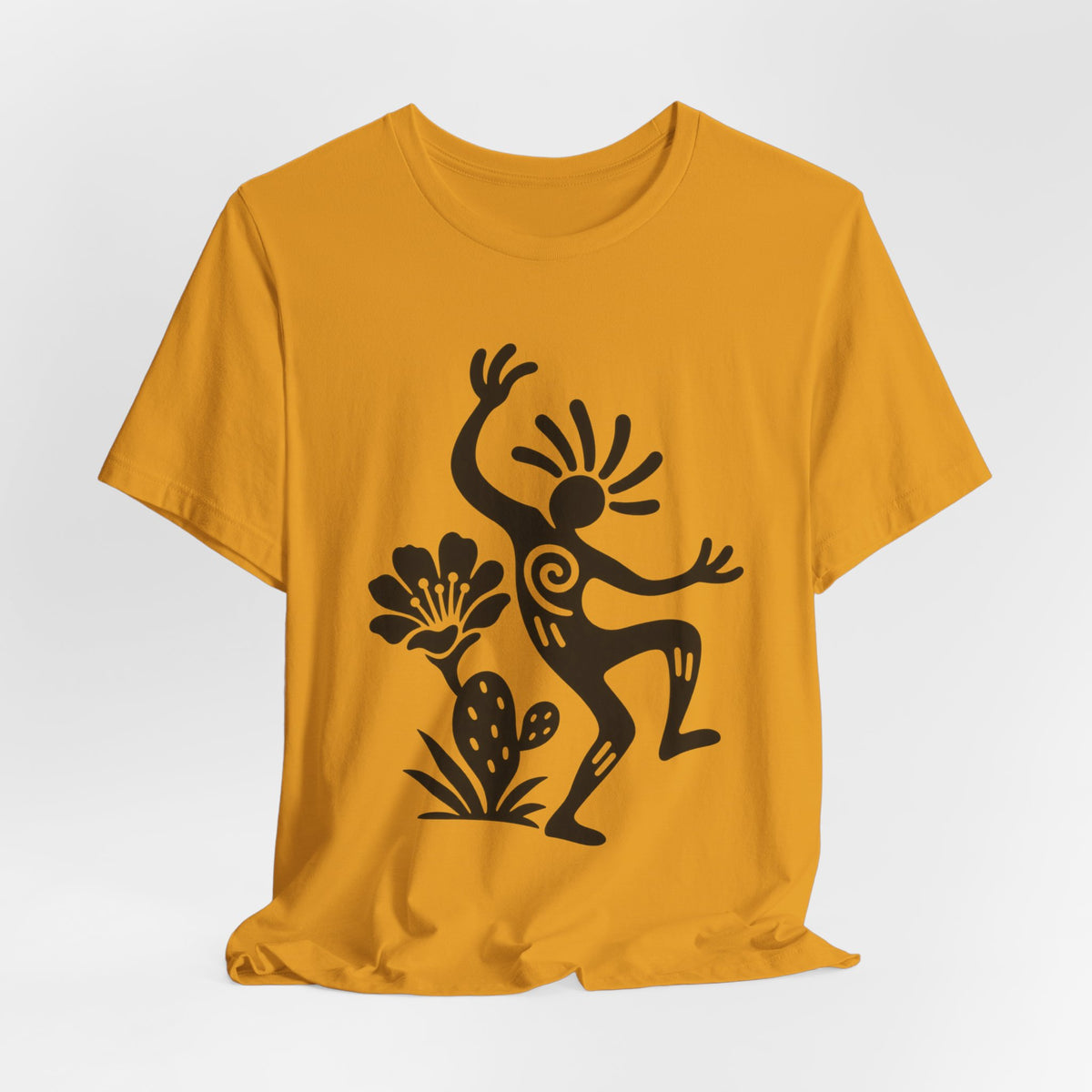 Sun Dancer Petroglyph Tee in Dark Grey Heather - Southwest sun dancer rock art shirt, Barely Outdoorsy