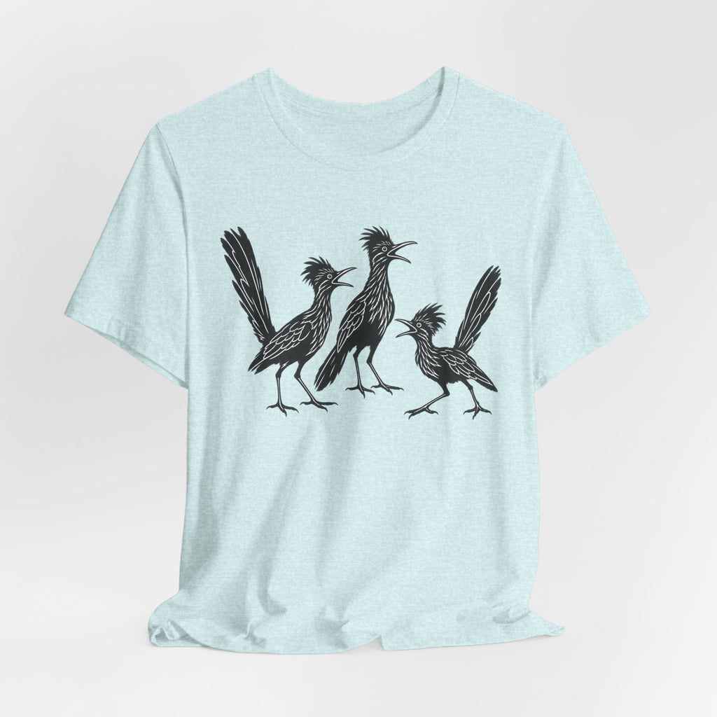Roadrunner Gossip Tee in Heather Prism Lilac - funny roadrunner gossip humor shirt, Barely Outdoorsy Bella Canvas