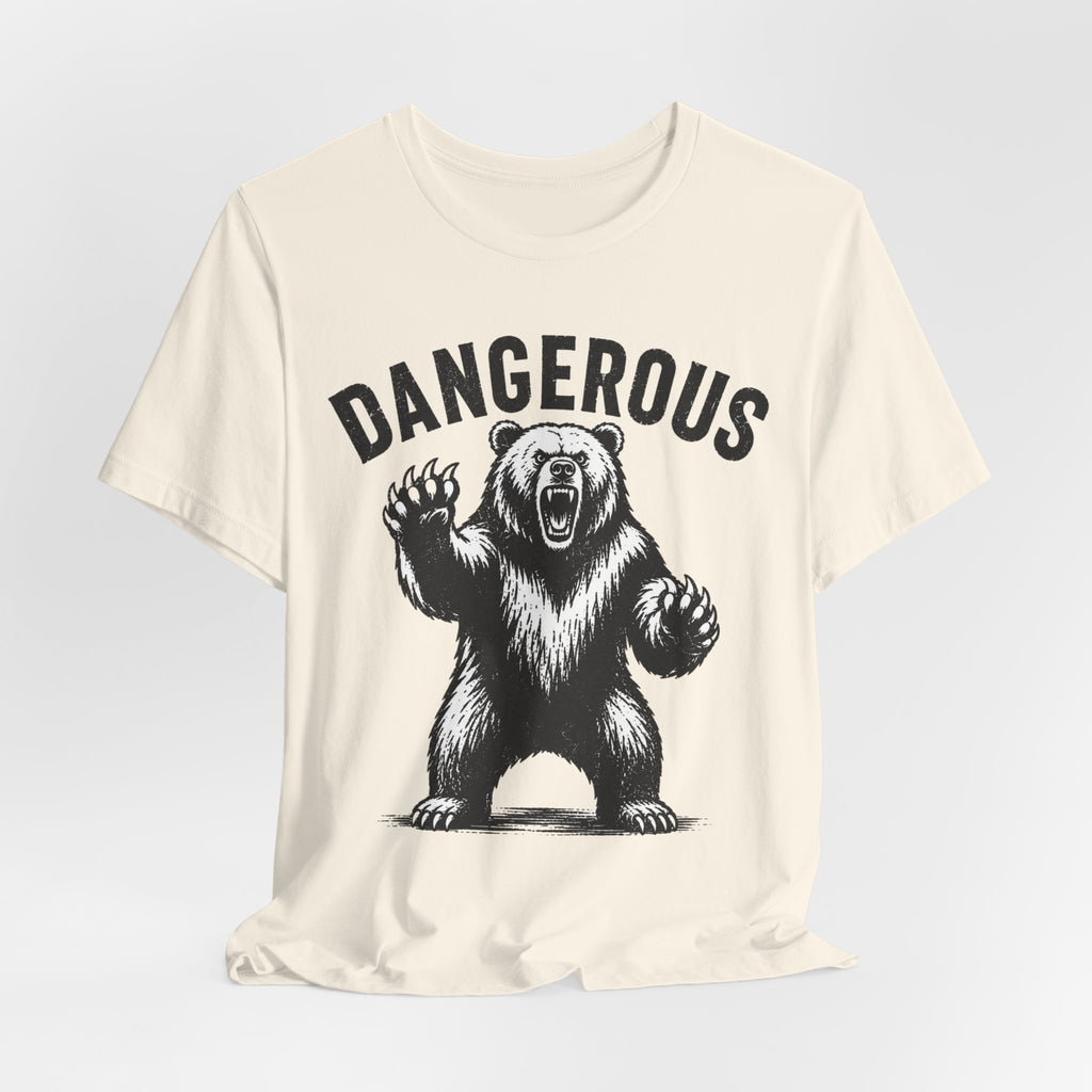 Dangerous Bear Grizzly Tee in Heather Prism Lilac - funny grizzly bear danger sign shirt, Barely Outdoorsy Bella Canvas